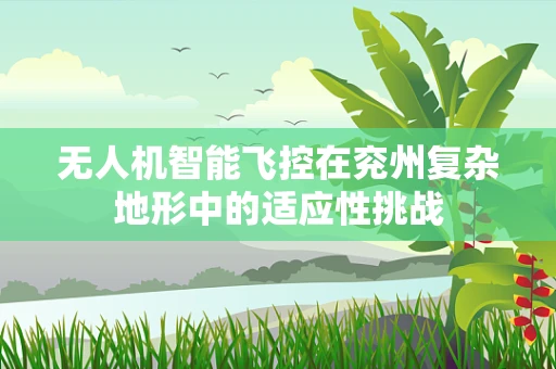 无人机智能飞控在兖州复杂地形中的适应性挑战