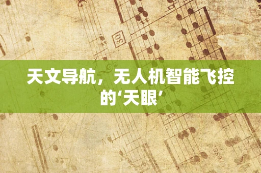 天文导航，无人机智能飞控的‘天眼’