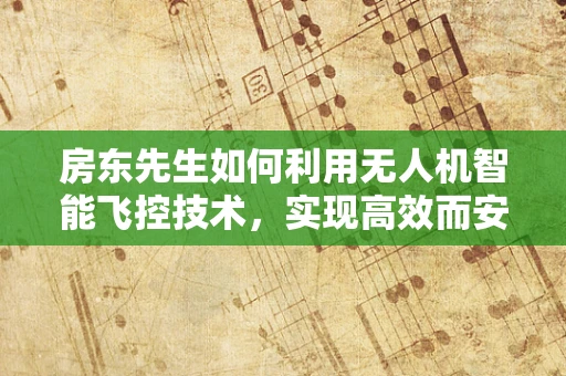 房东先生如何利用无人机智能飞控技术，实现高效而安全的空中监控？
